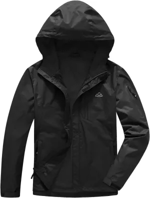 TBMPOY Men's Lightweight Rain Jackets Waterproof Raincoat with Hood Running Cycling Hiking Outdoor Windbreaker