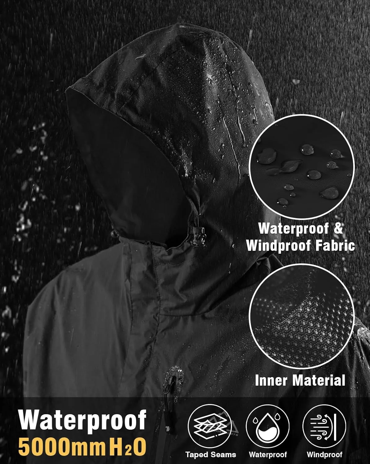 TBMPOY Men's Lightweight Rain Jackets Waterproof Raincoat with Hood Running Cycling Hiking Outdoor Windbreaker