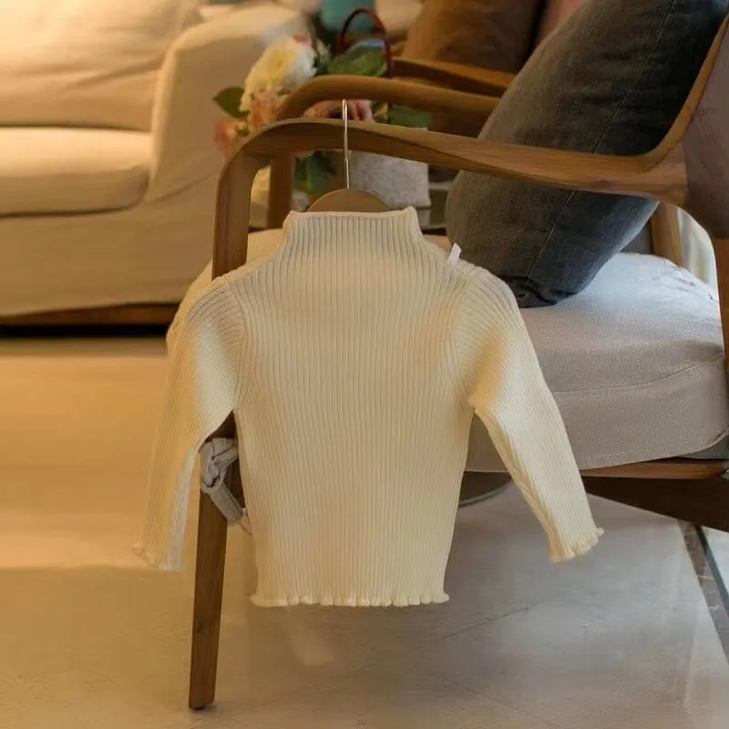Tiny Flower Mock-Neck Knit Sweater