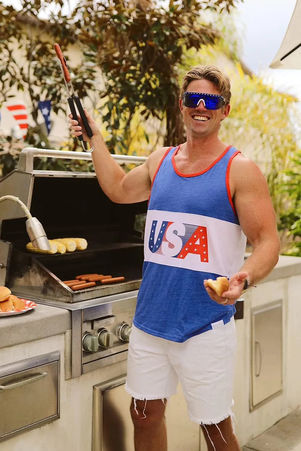 Tipsy Elves 4th of July Tank Tops Mens USA Sleeveless Shirts Retro Patriotic American Flag Tanks for Men