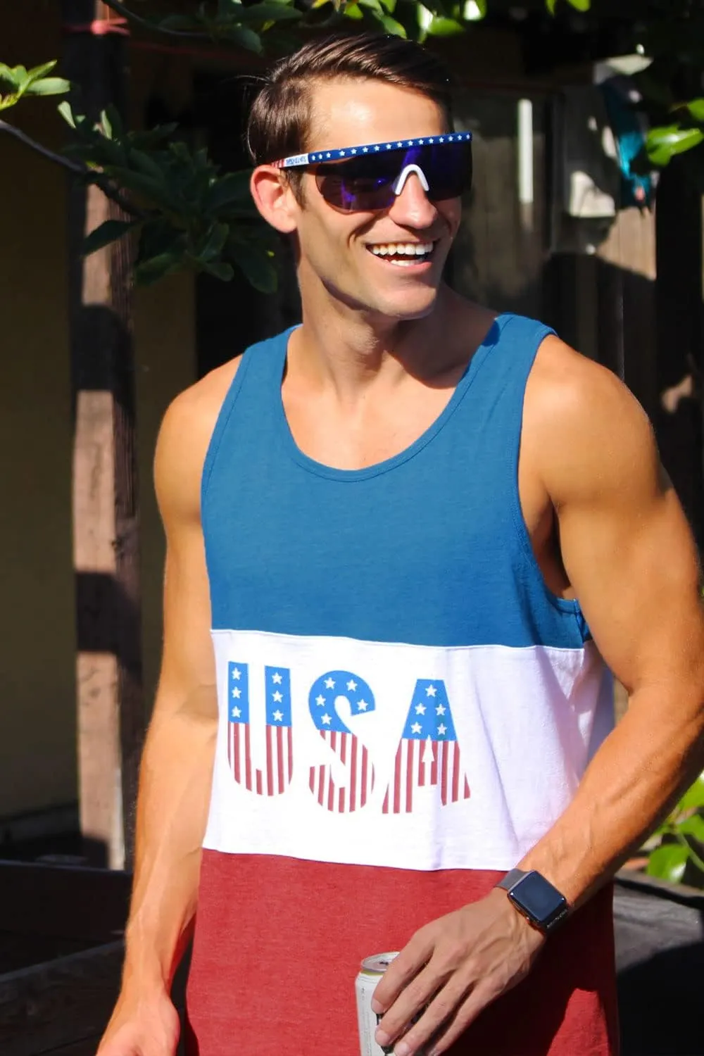Tipsy Elves 4th of July Tank Tops Mens USA Sleeveless Shirts Retro Patriotic American Flag Tanks for Men