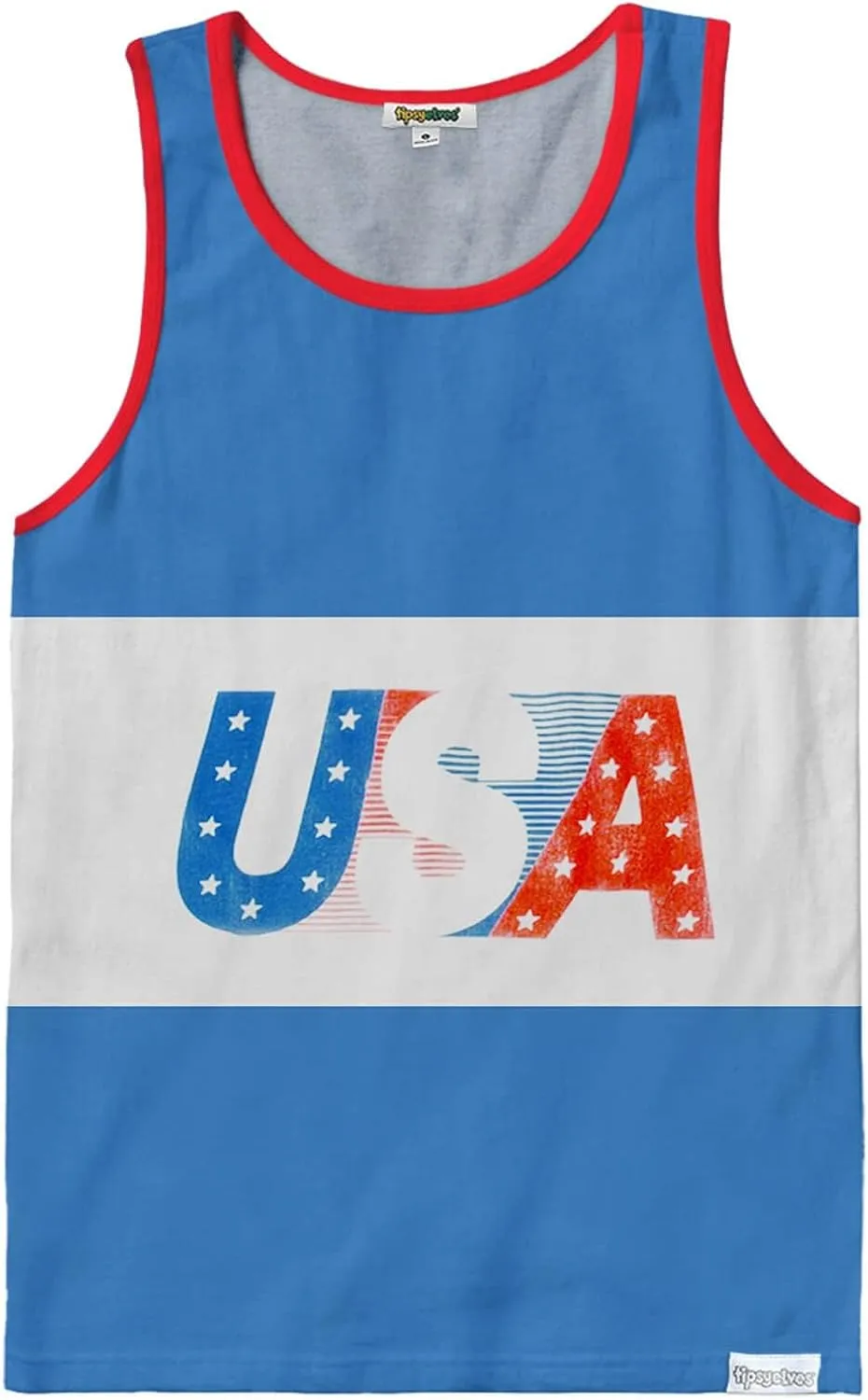 Tipsy Elves 4th of July Tank Tops Mens USA Sleeveless Shirts Retro Patriotic American Flag Tanks for Men