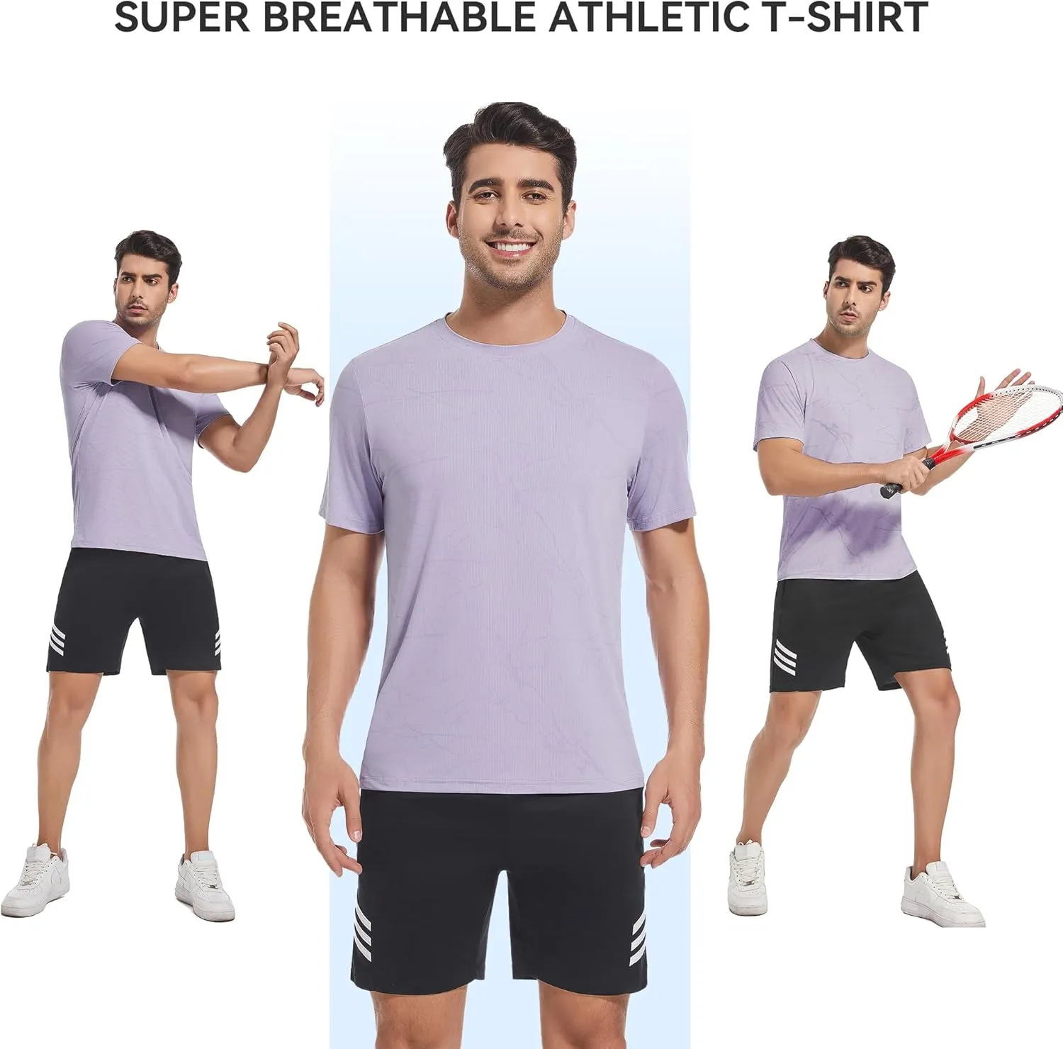 WARHORSEE Mesh Workout T Shirts for Men Breathable Quick Dry Athletic Moisture Wicking Short Sleeve Crew Neck Tees Men