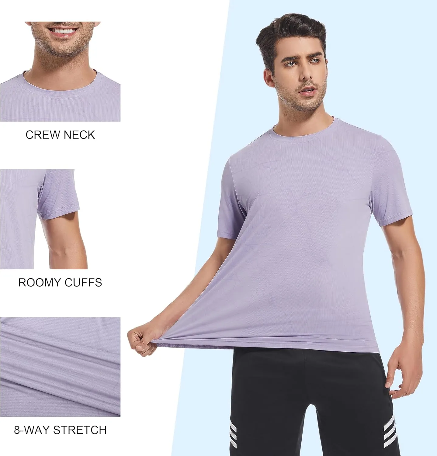 WARHORSEE Mesh Workout T Shirts for Men Breathable Quick Dry Athletic Moisture Wicking Short Sleeve Crew Neck Tees Men