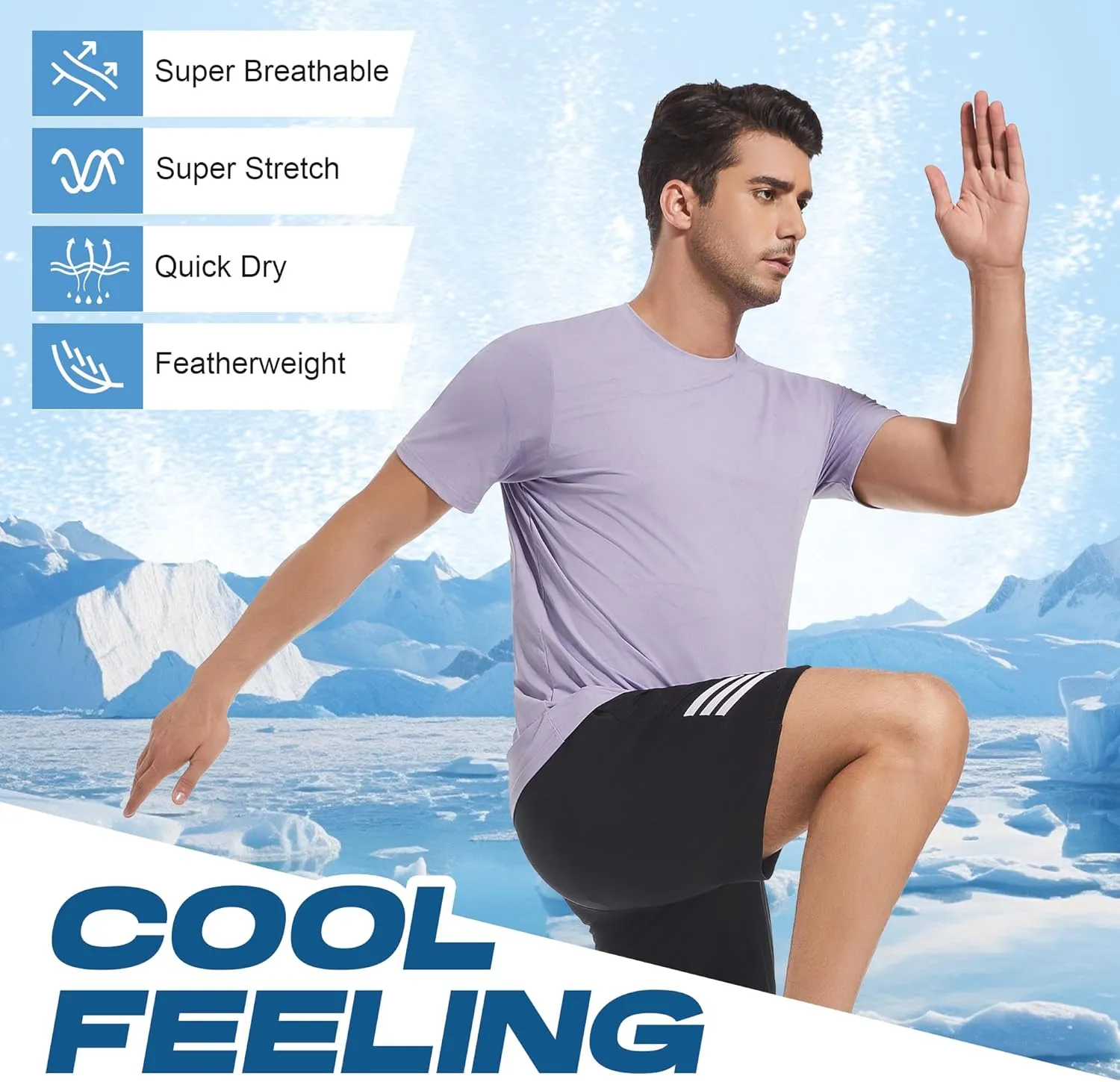 WARHORSEE Mesh Workout T Shirts for Men Breathable Quick Dry Athletic Moisture Wicking Short Sleeve Crew Neck Tees Men