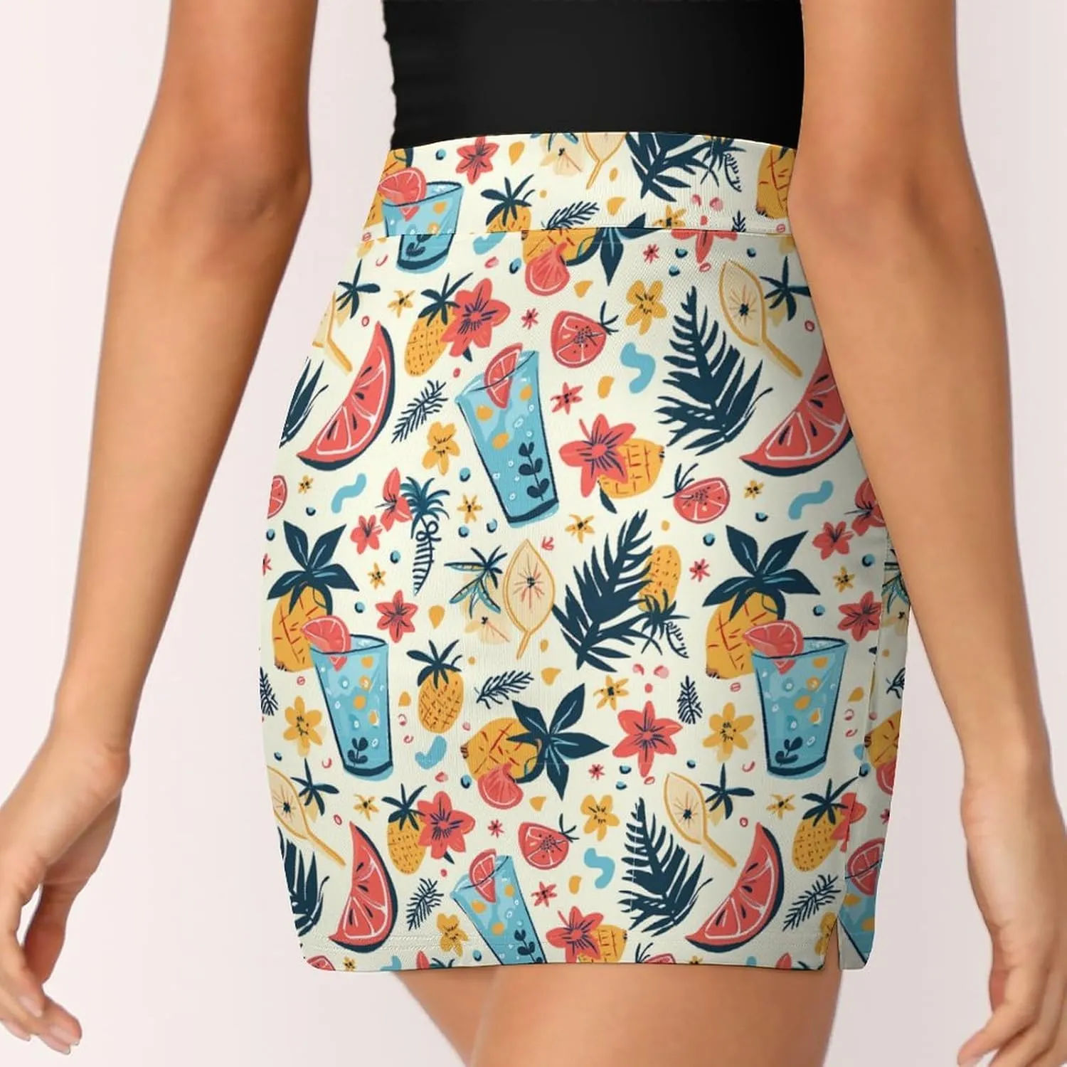 Wave Pattern Women's Athletic Skirts Light Proof A-line Trouser Skirt with Shorts Pockets