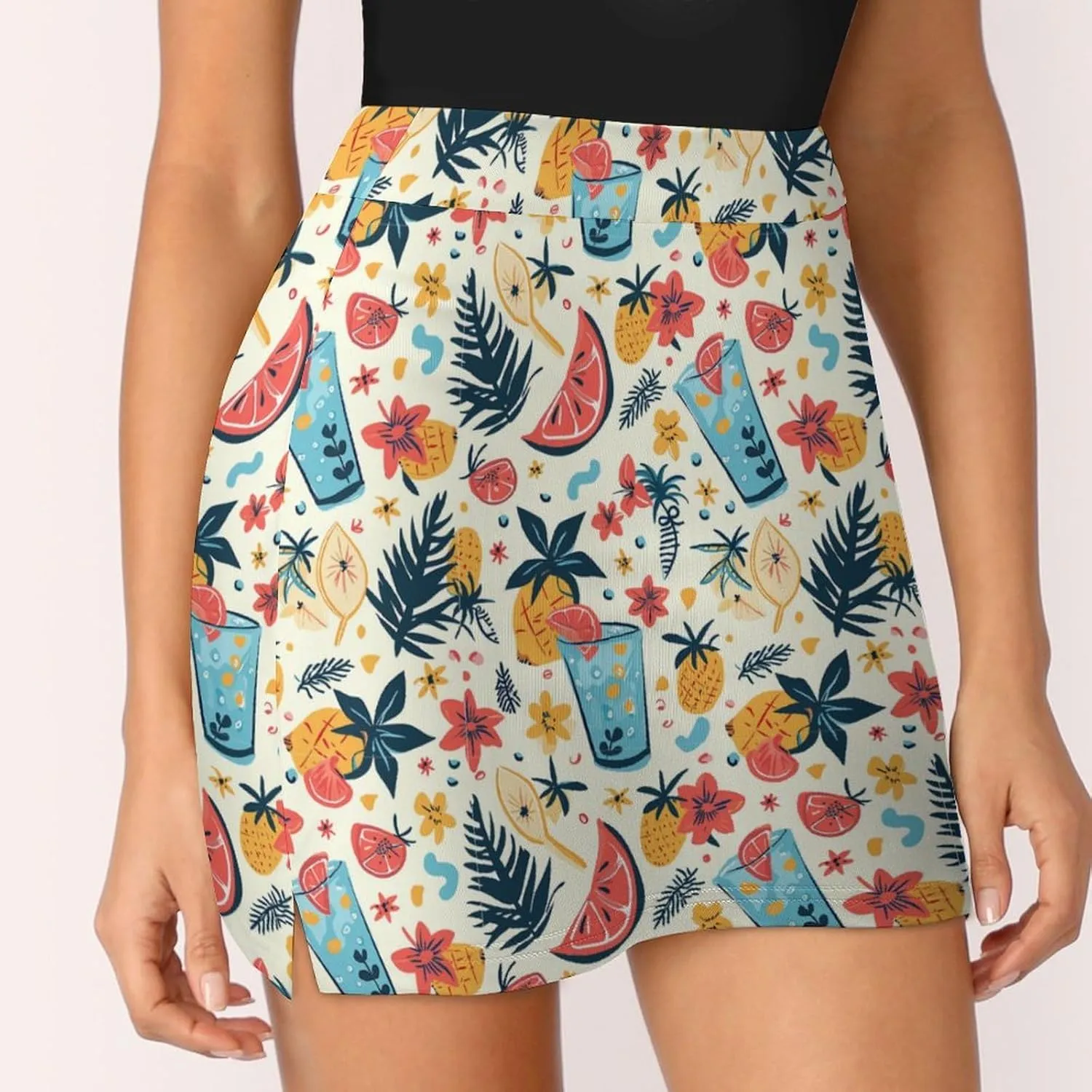 Wave Pattern Women's Athletic Skirts Light Proof A-line Trouser Skirt with Shorts Pockets