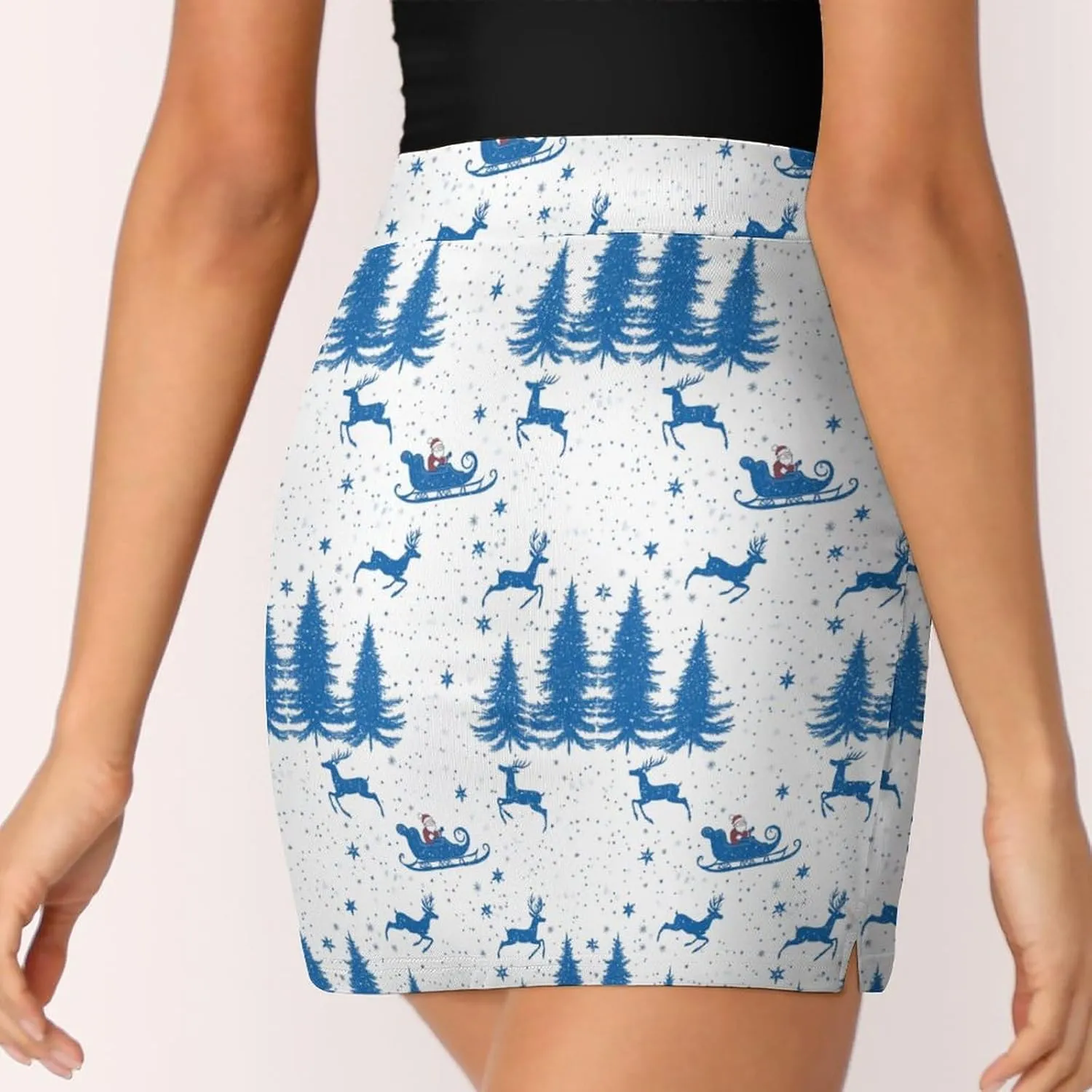 Wave Pattern Women's Athletic Skirts Light Proof A-line Trouser Skirt with Shorts Pockets