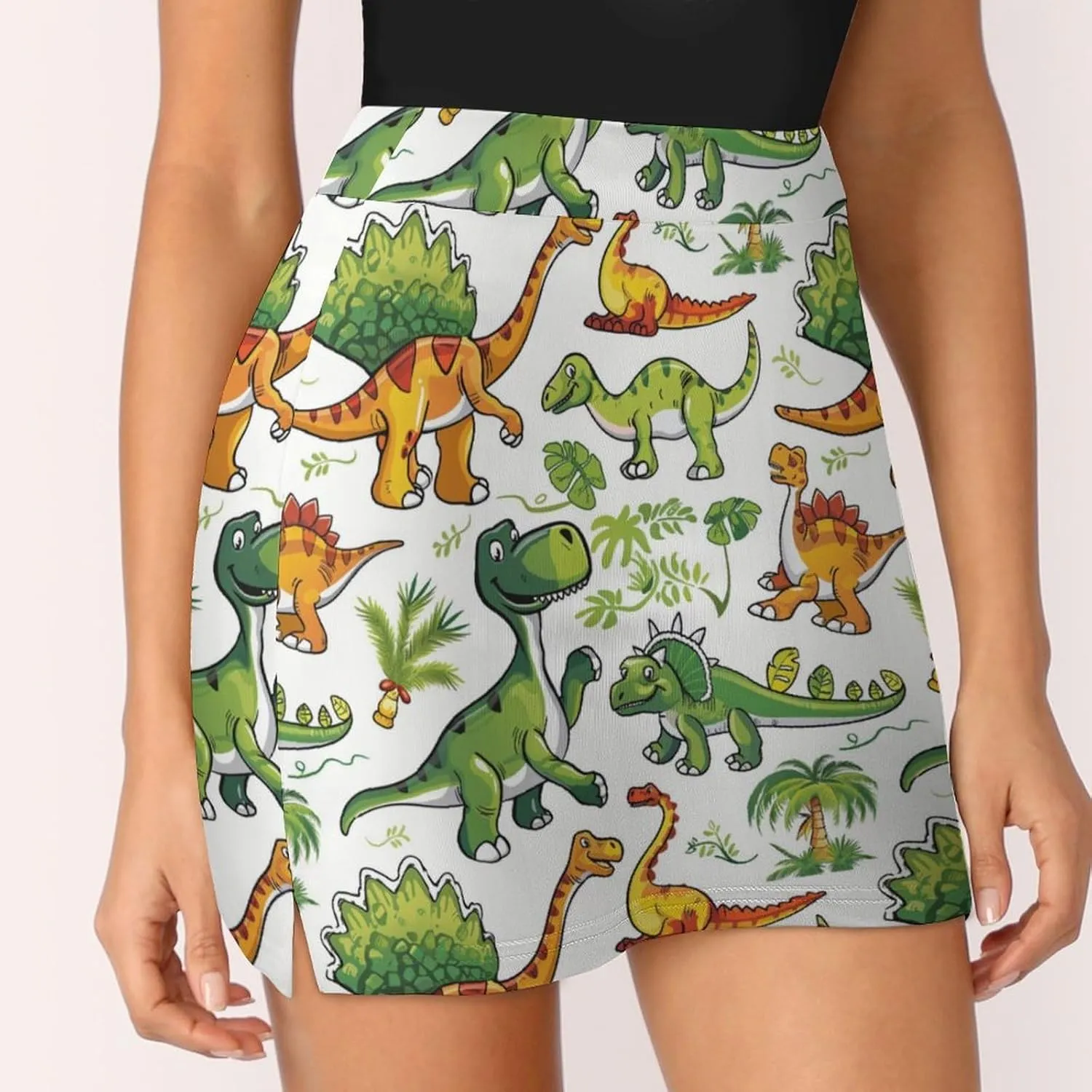 Wave Pattern Women's Athletic Skirts Light Proof A-line Trouser Skirt with Shorts Pockets