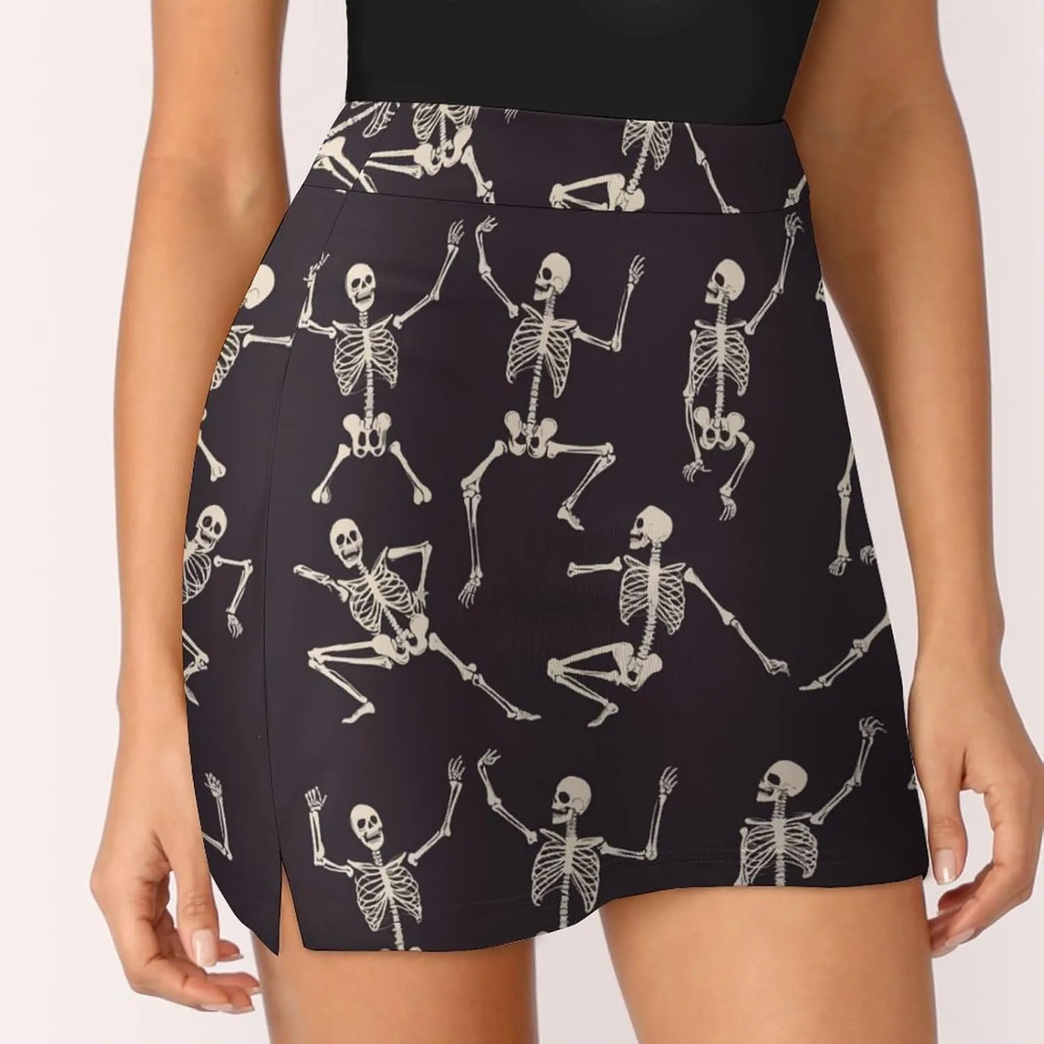 Wave Pattern Women's Athletic Skirts Light Proof A-line Trouser Skirt with Shorts Pockets