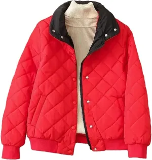 Winter Down Cotton-Padded Jacket Warm Button Coat Short Loose Joker Thickened Casual Fashion Pocket Outcoat