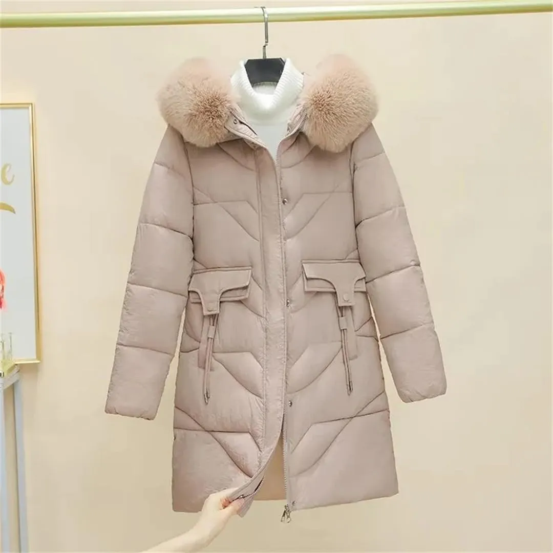 Women Winter Cotton Padded Jacket Warm Thicken Loose Cotton Coat Korean Winter Hooded Parkas Fur Collar Snow Coat