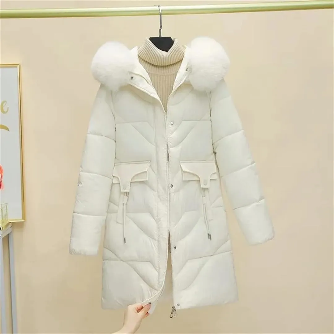 Women Winter Cotton Padded Jacket Warm Thicken Loose Cotton Coat Korean Winter Hooded Parkas Fur Collar Snow Coat