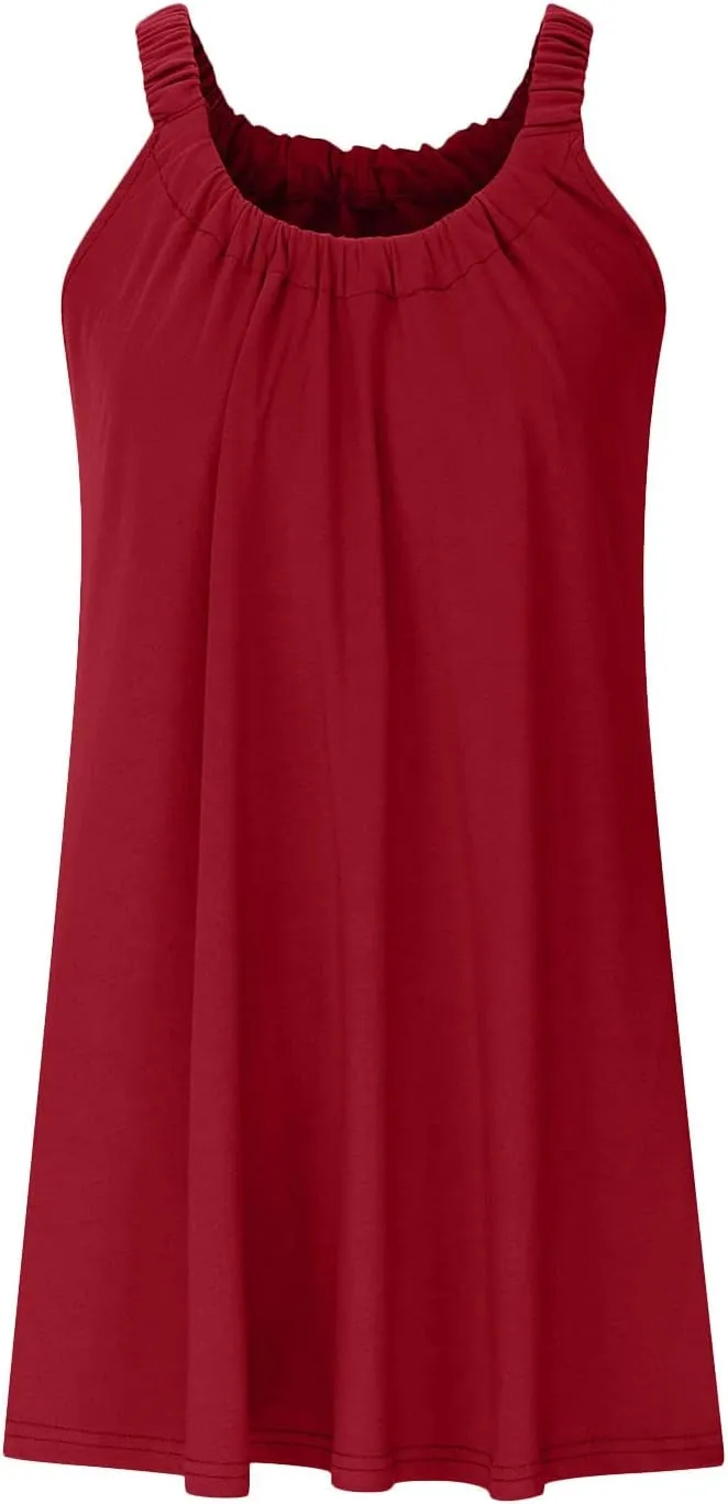 Womens Dresses Simple Solid Color Flared Sundresses Spaghetti Strap Casual Vacation Short Dresses