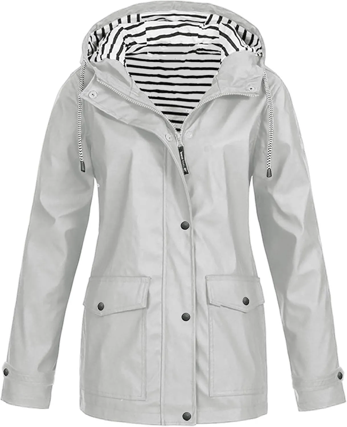 Womens Rain Coat Waterproof Active Outdoor Rain Jacket Lightweight Zip Up Summer Fall Raincoat Windbreaker With Hood