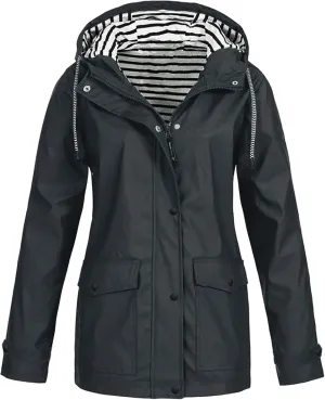 Womens Rain Coat Waterproof Active Outdoor Rain Jacket Lightweight Zip Up Summer Fall Raincoat Windbreaker With Hood