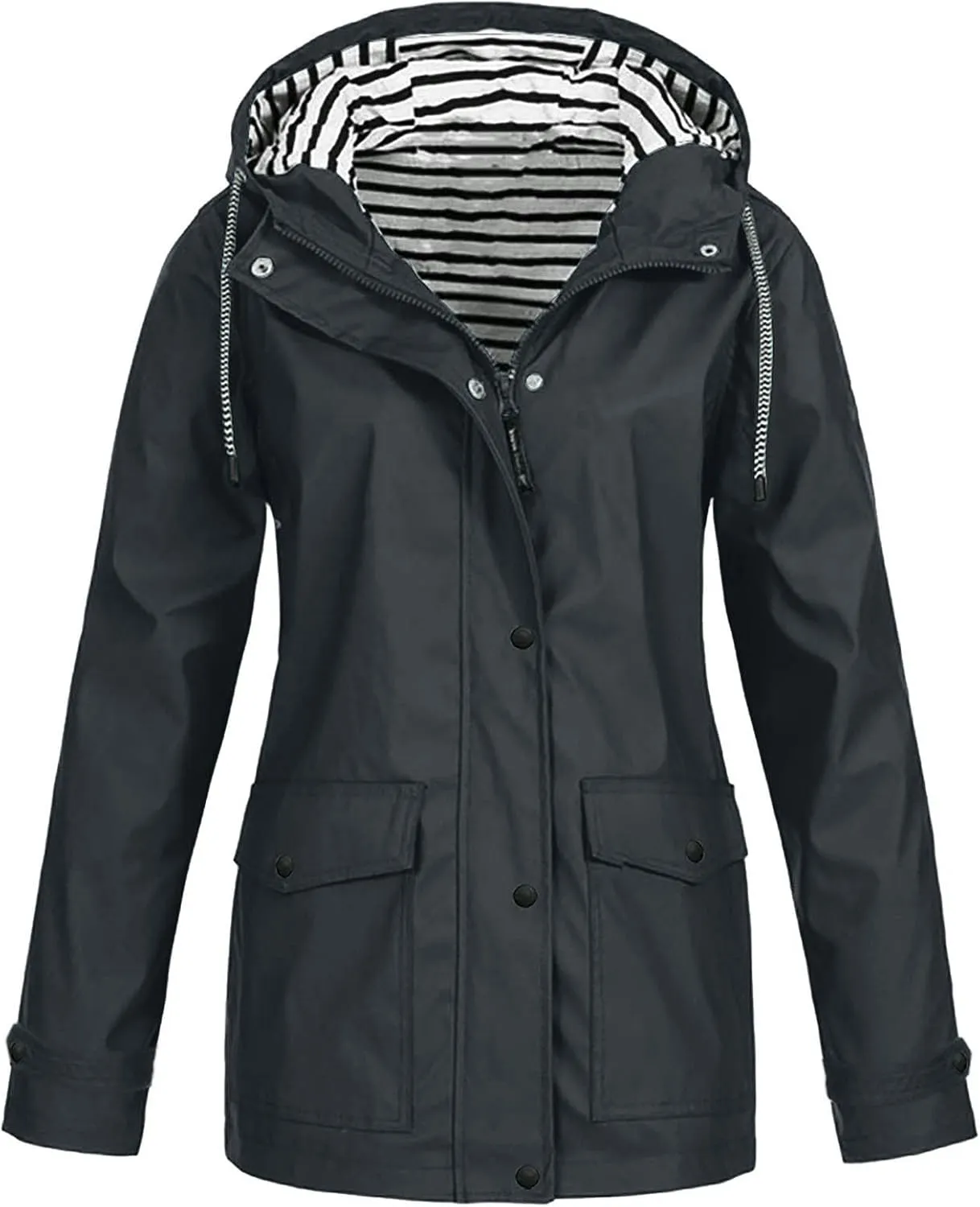 Womens Rain Coat Waterproof Active Outdoor Rain Jacket Lightweight Zip Up Summer Fall Raincoat Windbreaker With Hood