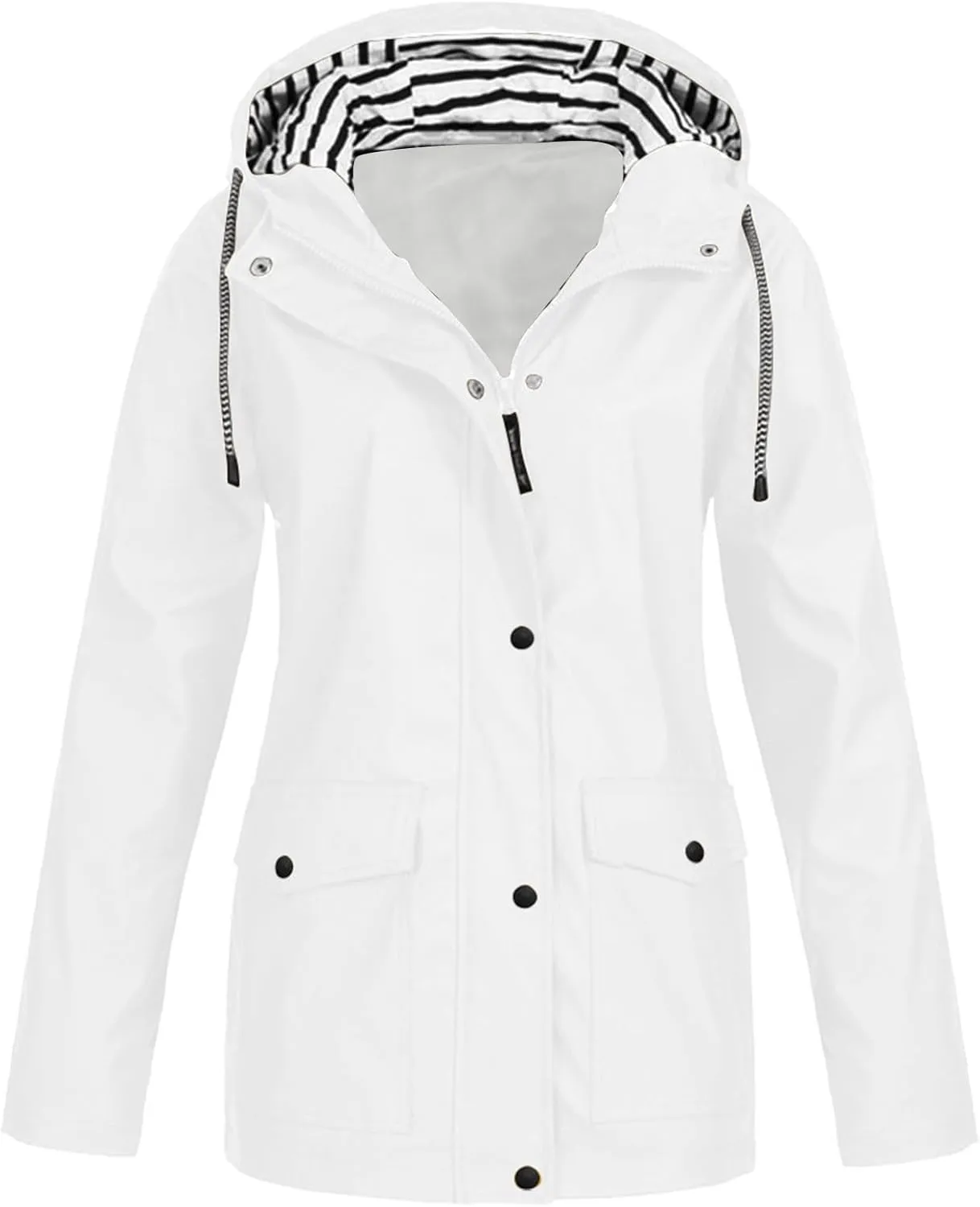 Womens Rain Coat Waterproof Active Outdoor Rain Jacket Lightweight Zip Up Summer Fall Raincoat Windbreaker With Hood