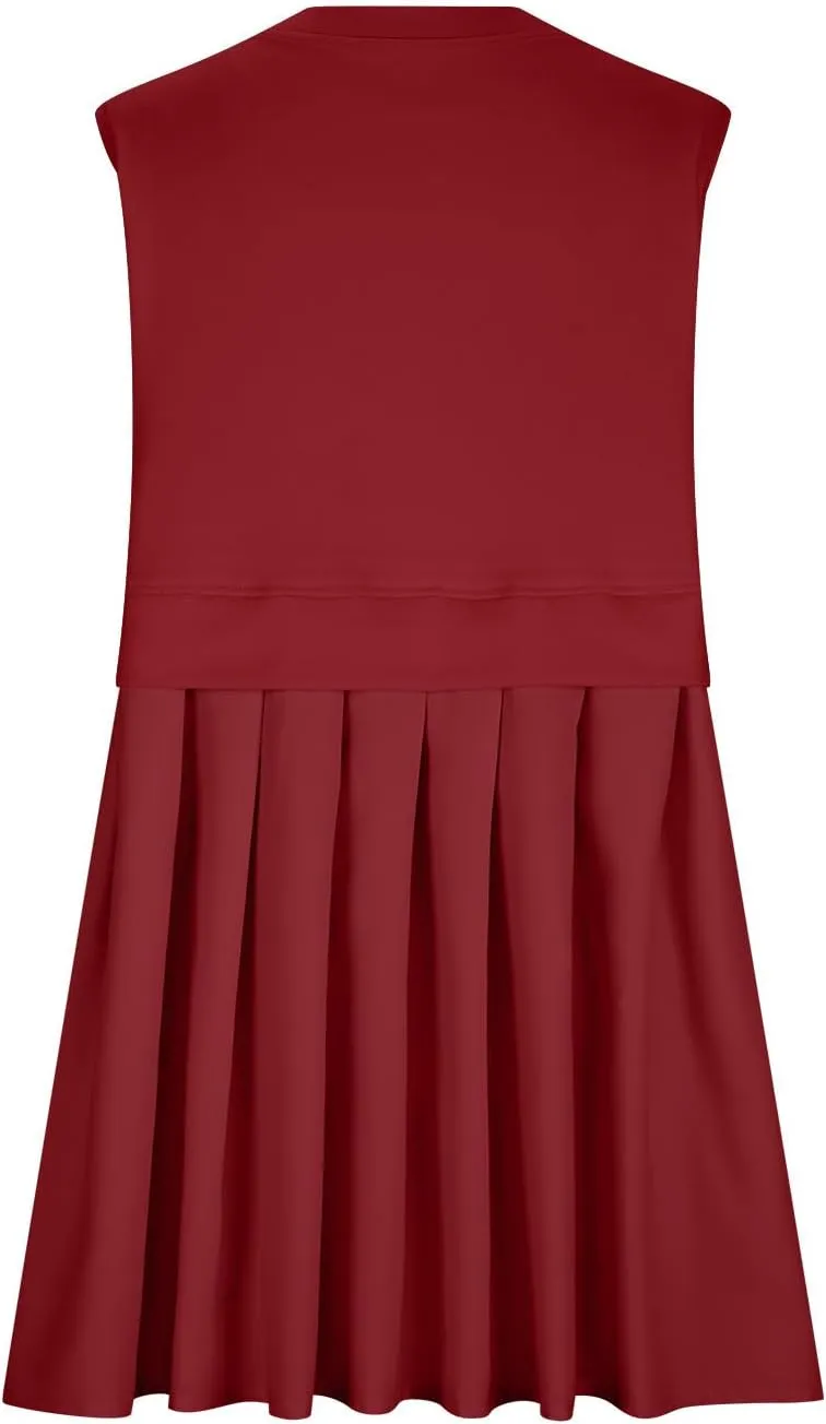 Womens Sleeveless Loose Beach Dress Simple Solid Color Sundresses Casual Crewneck Fashion 2024 Tank Dress